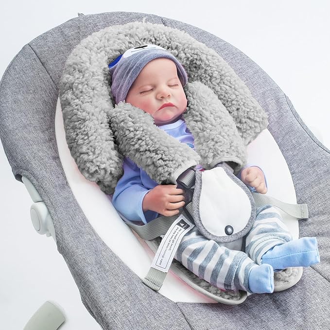 Winter Carseat Head Support for Infant, Infant Car Seat Insert with 2 Car Seat Strap Pads, Plush Fleece Baby Car Seat Cushion for Boys Girls, Multi-use Stroller Padding for Swing, Bouncer, Rocker