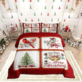 Christmas Plaid Comforter Set Toddler Size,Berries Cardinals Xmas Pine Print Bedding Set for Kids Boys Girls Adult,Floral Bells Red Lace Grid Patchwork Quilted Set with 1 Pillowcase, Red White