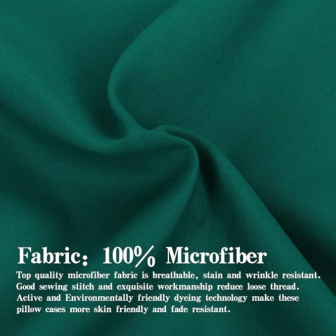 NTBAY Zippered Toddler Pillowcases Set of 2, 100% Brushed Microfiber 13x18 Pillowcases, Super Soft and Cozy Travel Kids Nursery Pillow Cases, 13x18 Inches, Dark Green