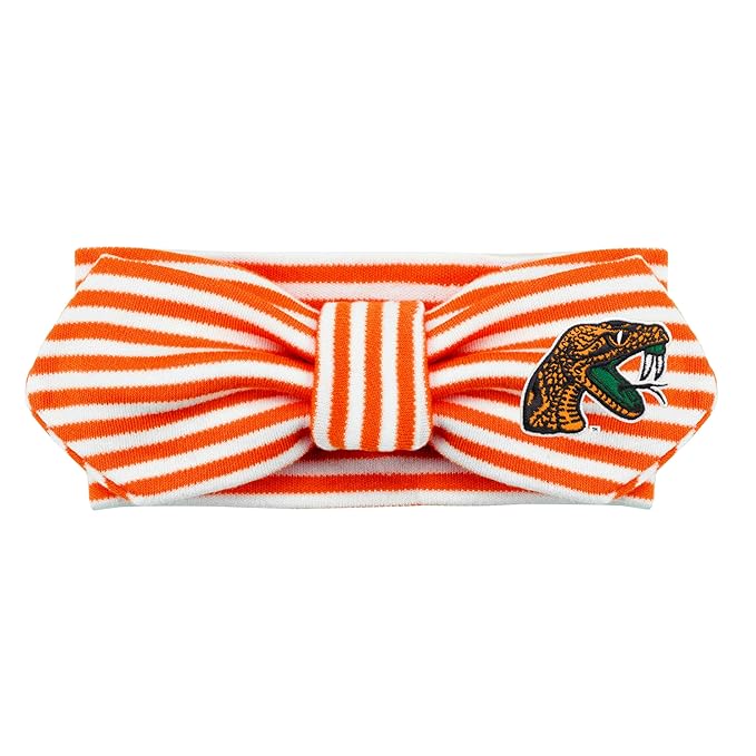 Creative Knitwear Florida A&M Rattlers Infant Girls Orange/White Striped Hair Knot Headband Embroidered Logo - Size Newborn - 4T