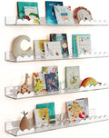 G&W Gruwald 4 Pack Clear 23 Inches Acrylic Book Shelf for Kids Room, Floating Kids Book Shelves for Wall, Nursery Book Shelves, Magazine Rack, Picture Ledge (Clear, 23)
