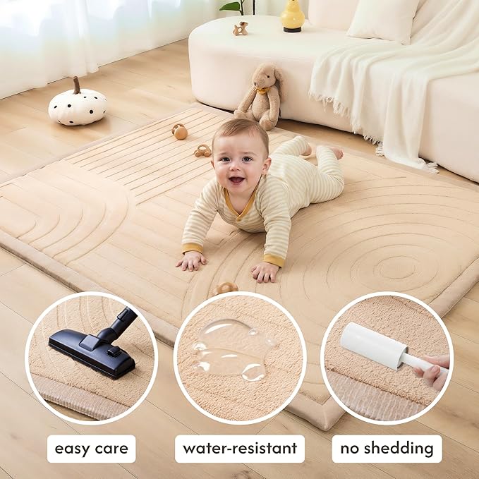 Stylish Coral Baby Play Mat for Floor 47" x 67" Arches – Soft 1" Thick High-Density Memory Foam Nursery Rug,Kids Rug with Non-Slip Backing for Crawling & Playing, Playroom Rug, Kids Carpet