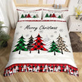 Manfei Xmas Trees Duvet Cover Set King Size, Merry Christmas Bedding Set 3pcs for Kids Boys Girls, Pine Trees Snowflake Deers Comforter Cover Soft Polyester Quilt Cover with 2 Pillowcases,No Comforter