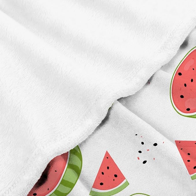 Thuswarm Watercolor Watermelon Fruit Print Flannel Throw Blanket Warm Cozy Soft Funny Print Blankets for Bed Couch Sofa Room Decoration Gifts 80”×60” Large for Adult