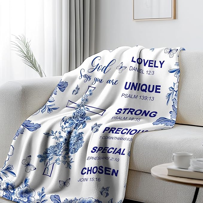 Christian Gifts for Women, Christian Blanket 50"x60", Religious Birthday Gifts for Thanksgiving Christmas, Inspirational, Baptism, Spiritual, Faith Based Gift for Mom Sister Friends Daughter