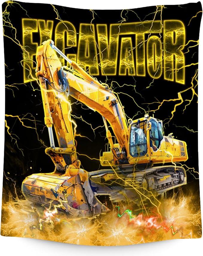 Toddler Blanket Construction Truck Gifts for Kids Boys Excavator Lovers, 40"x50" Soft Plush Throw for Room Decor