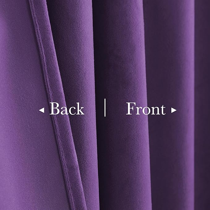 StangH Purple Velvet Curtains 96 inches, Room Darkening Super Soft Velvet Drapes for Living Room Bedroom, Thermal Insulated Window Treatment, 52 x 96 inch, 2 Panels