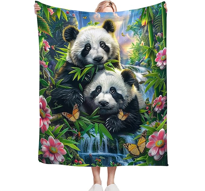 Panda Blanket Funny Pandas Gifts for Girls Boys Woman Kids Cute Panda Lover Bear Throw Blankets Soft Warm Fleece Flannel Plush Blankets for Bed Sofa Couch 60"x80"