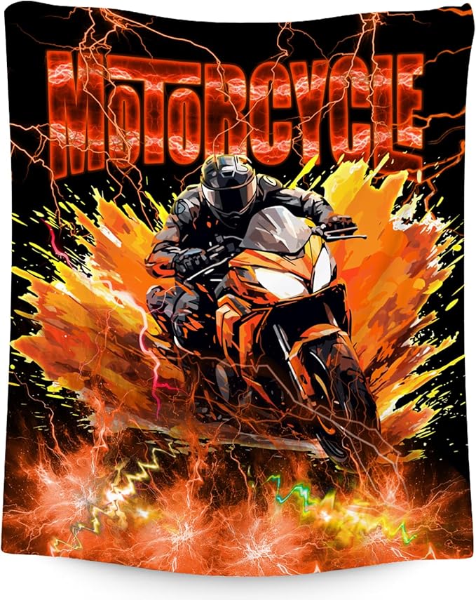 Blanket for Boys Motorcycle Blankets Gifts for Car Lovers, 30"x40" Warm Cozy Flannel Throw for Couch Sofa