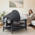 4 in 1 Baby Bassinet, Pack and Play, Bedside Crib Sleeper, Diaper Changer, Quickly Assembled and Folded Portable Crib with Mattress and Mosquito Net, Easy to Carry