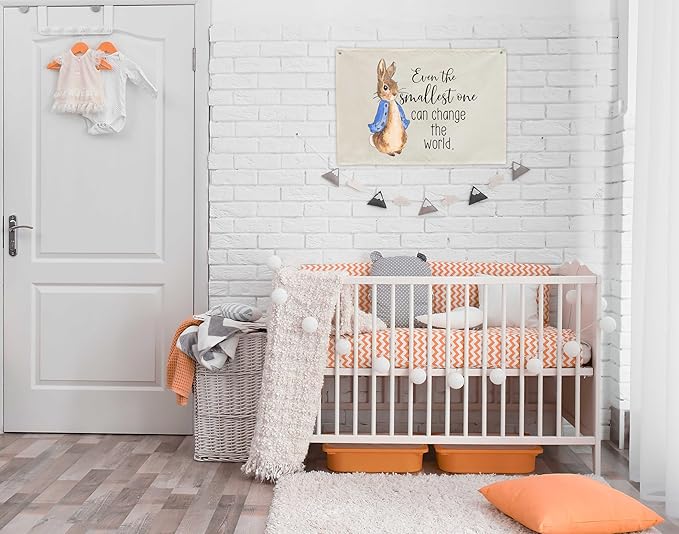 Rectangular Banner Flag Poster Art Decor for Baby Boys-Even the Littlest Kids Can Change the World-Nursery Infant Bedroom Playroom Door Wall Decorations-Baby,Shower Birthday Easter Christmas Gift