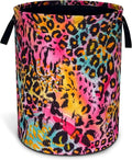 Colorful Leopard Print Laundry Basket Cheetah Oxford Cloth Laundry Hamper With Handle Foldable Portable Clothes Storage Basket 18.9 X 16.5 In Storage Bag For Laundry Room/Bathroom/Bedroom/Dormitories