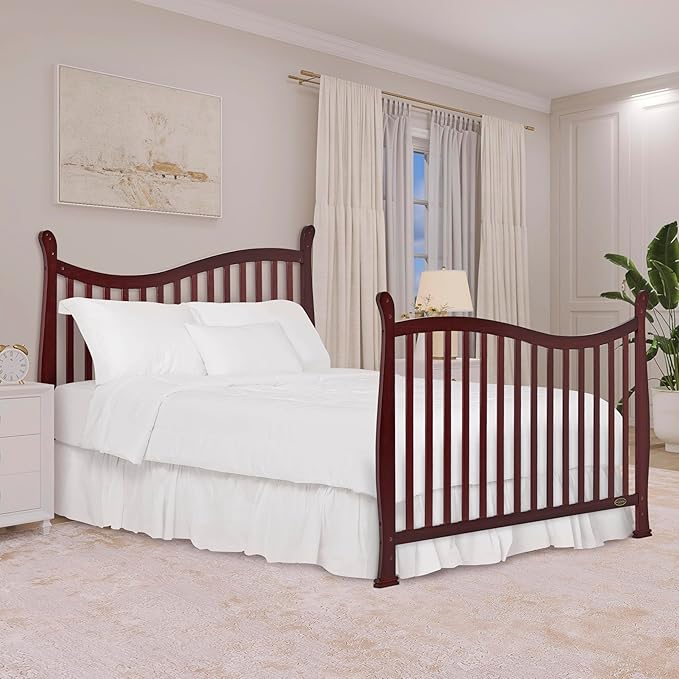 Dream On Me Violet 7-in-1 Convertible Full-Size Baby Crib with Toddler, Day & Full Bed Conversion in Espresso, GreenGuard Gold & JPMA, 4 Mattress Heights, Sustainable Pinewood