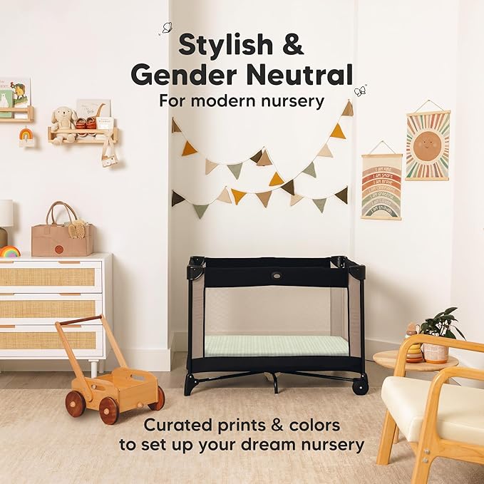 Pack and Play Sheets Fitted - 2-Pack Mini Crib Sheets for Pack N Play Mattress 38x26, Soft & Cozy, Neutral Toddler Playard Bedding, Snug Fitted Mini Baby Crib Mattress Cover Boy, Girl (Fleur)