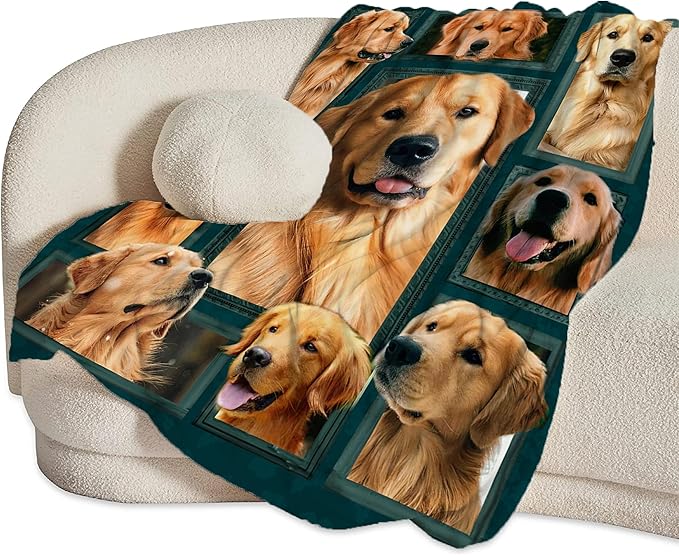 Golden Retriever Blanket Gifts and Decor - Cute Dog Throw for Girls, Women, Kids, Adults - Soft Warm Cozy Fleece for Couch, Sofa, Bed 60"x50"