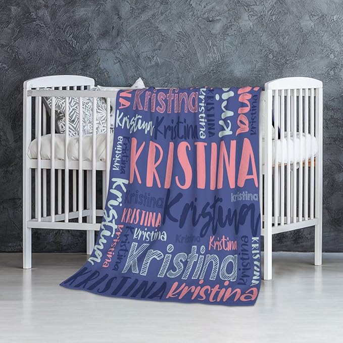 Dr.TOUGH Personalized Blankets with Name Customized Baby Blankets for Girls Boys Adults Monogrammed Blankets and Throws Christmas Birthday Mothers Fathers Valentines Day Gift (Dark Blue,30''×40'')