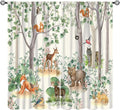 Woodland Animal Curtains, Cartoon Wild Rustic Forest Animals Pattern Blackout Window Treatments, Rod Pocket Thermal Insulated Drapes 2 Panel Sets for Kids Bedroom Nursery Classroom, 42" W X 54" L