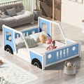 Bellemave Twin Full Size Kids Car Bed, Classic Car-Shaped Platform Bed with Wheels, Wood Full Montessori Floor Bed Frame for Kids Boy Girls, Lightning McQueen Bed (Blue+Black)