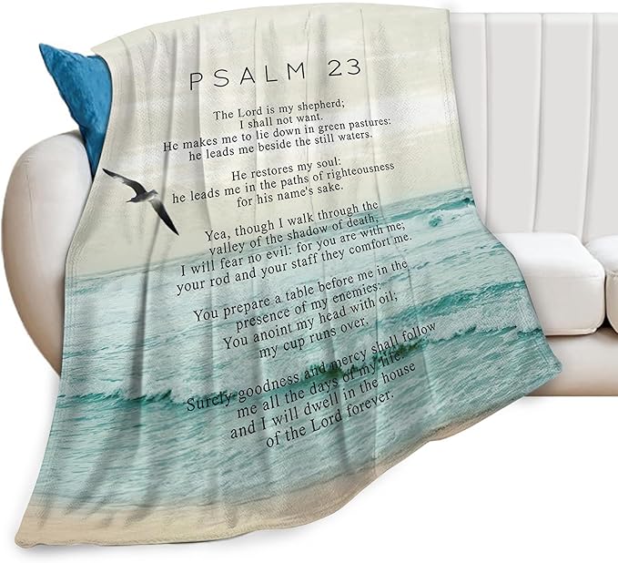 Christian Bible Psalm 23 Throw Blanket - Religious Verse Gifts and Decor for Girls, Women, Men, Kids, Adults - Soft Warm Cozy Fleece for Couch, Sofa, Bed 60"x50"