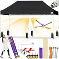 Tradesparker 10x20 Pop Up Canopy Tent,Commercial Movable Canopy with ApexCore LED & Rugged Casters-Instant Easy Setup Shelter Canopies with Weight Bags & Stakes for Oudoor Events Markets Vendors,Black