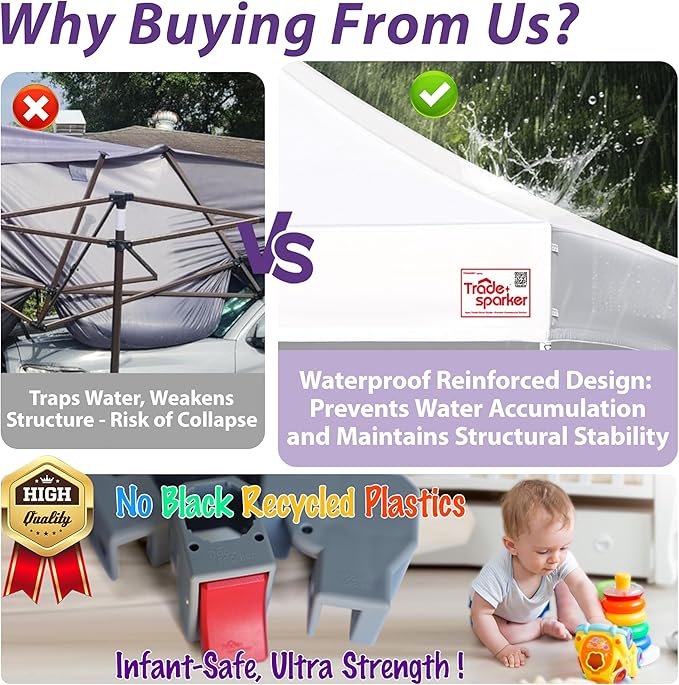 Tradesparker 10x10 Pop Up Canopy Tent,Commercial Movable Canopy with ApexCore LED & Rugged Casters-Instant Easy Setup Shelter Canopies with Weight Bags & Stakes for Oudoor Events Markets Vendors,Black