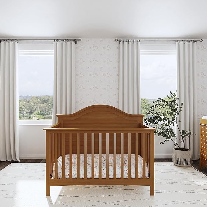 Carter's by DaVinci Nolan 4-in-1 Baby Crib - Convertible to Toddler Bed, Daybed, Full-Size Bed - GREENGUARD Gold Certified - 4 Adjustable Mattress Heights - Conversion Kit Sold Separately - Chestnut