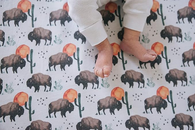 Copper Pearl Premium Knit Baby Crib Sheets for Boys and Girls Breathable and Soft, Fitted Crib Sheets for Standard Baby Mattresses, Bison