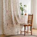 ENJOYBRIDAL Floral 63 Inch Curtains for Bedroom Living Room Drapes Boho 2 Panel Sets Light Filtering Short Window Curtain Panels Patterned Rustic Farmhouse Rod Pocket Semi Sheer Window Treatments