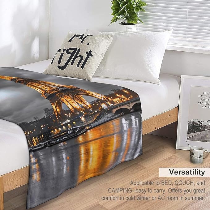 Eiffel Tower Blanket Paris Eiffel Tower Gifts for Girls Boys Woman Kids Lover Throw Blankets Soft Blanket Warm Fleece Flannel Plush Blankets for Bed Sofa Couch 50"x60"