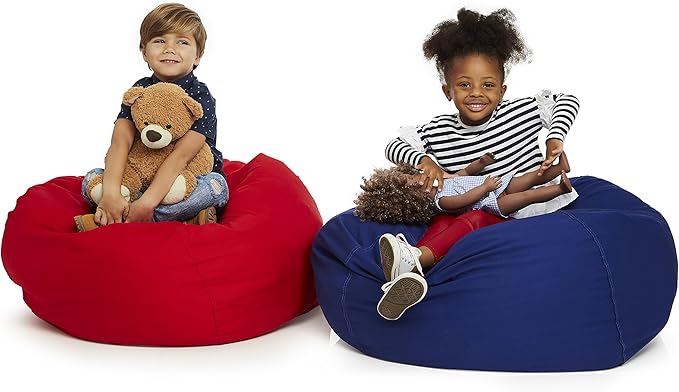 Bean Bag Chair Cover | Stuffed Animal Storage | 38" Width Extra Large | 100% Cotton Canvas | Double Stitched | Durable Zipper | Fill With Anything Soft | Beans not included