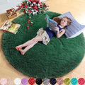 Amdrebio Dark Green Fluffy Round Rugs 5Ft for Bedroom, Thick Floor Circle Rug for Kids, Teens Room Decor, Furry Shag Area Rug for Living Room, Baby Nursery, Dorm, Fuzzy Plush Fur Emerald Green Carpet