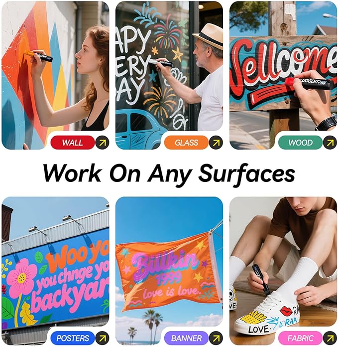 8 Vibrant Colors Jumbo Poster Markers, 15MM Thick Permanent Acrylic Graffiti Markers, Wide Tip Paint Marker for Canvas, Posters Board, Fabric, Window, Wood, Teachers,Banner painting supplies