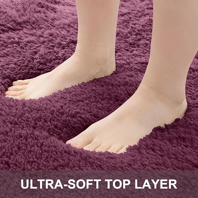 OLANLY 2x4 Machine Washable Runner Rugs for Hallway, Soft Fluffy Shaggy Bedside Rugs for Bedroom, Living Room, Indoor Floor Carpet for Kids Girls Boys, Nursery Rooms, Home Decor Aesthetic, Burgundy