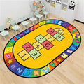 Kids Hopscotch Area Rug, 3x5ft, Playmat for Boys & Girls, Alphabets and Numbers Educational Learning & Fun Game Oval Rug, Soft Non-Slip Machine Washable Rug for Playroom Classroom Nursery
