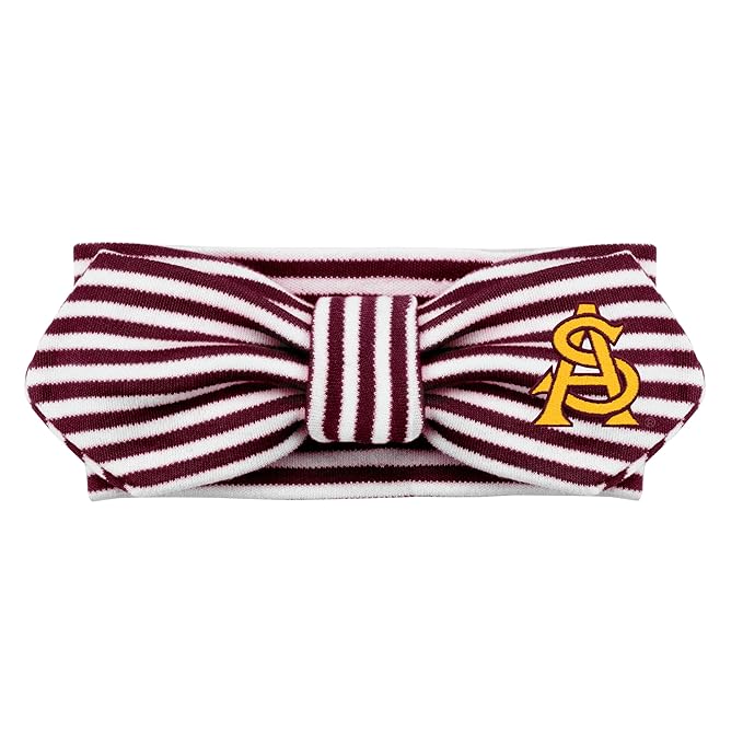 Creative Knitwear Arizona State Sun Devils Infant Girls Maroon/White Striped Hair Knot Headband Embroidered Logo - Size Newborn - 4T
