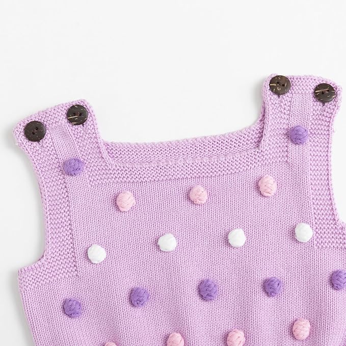 Simplee kids Baby Girl Knit Romper Fall Sleeveless Pompoms Rompers Newborn Little Girl Overall Jumpsuit Outfits