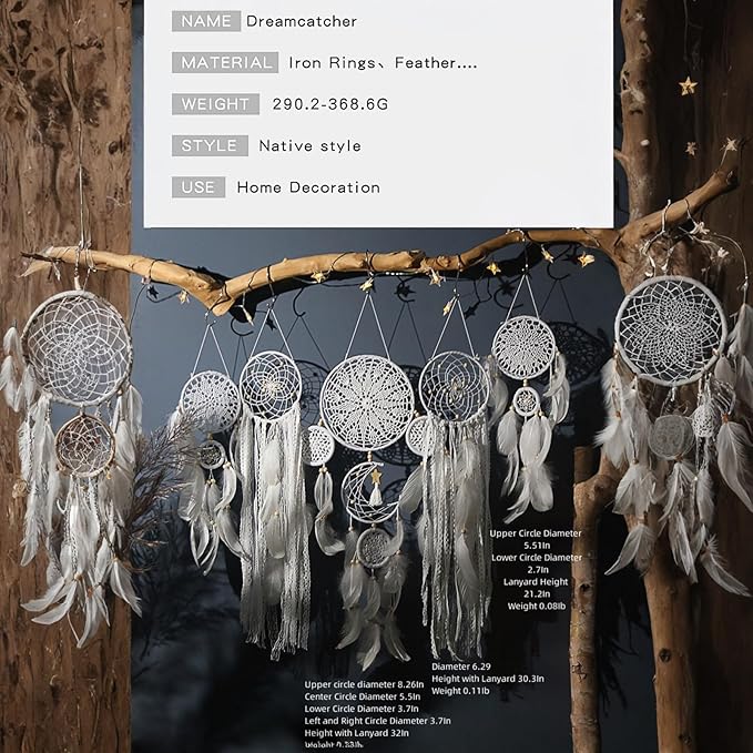 Dream Catcher Wall Decor,Large Boho Dream Catcher with Luxurious Feathers & Beads, Handmade Wall Hanging for Bedroom, Nursery, Living Room, Gift Ready for Girls & Adults (Pink)