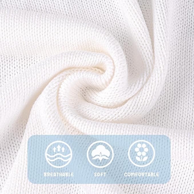 Booulfi Baby Blanket for Girls Boys Swaddles for Newborns Receiving Blankets Neutral Baptism Christening Knit White Baby Blanket Small Baby Crib Blanket, 37x42