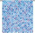 Mermaid Blackout Curtains, Kids Cartoon Blue and Pink Ocean Mermaid Scale Pattern Decoration for Girls Bedroom Nursery Curtains 84x84 Inch