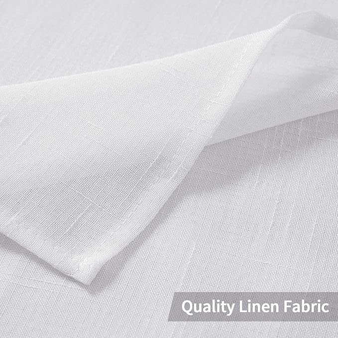 MIULEE Linen Sheer Curtains 108 Inch Long Elegant Solid Natural White Drapes Grommet Top Window Voile Panels Linen Textured Panels for Bedroom Living Room (52X108 Inch)