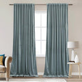 StangH Stone Blue Velvet Curtains 62x96 inches Back Tab Thermal Insulated Room Darkening Window Panels Privacy Heavy Room Dividers for Bedroom Office, W62 x L96, 2 Panels