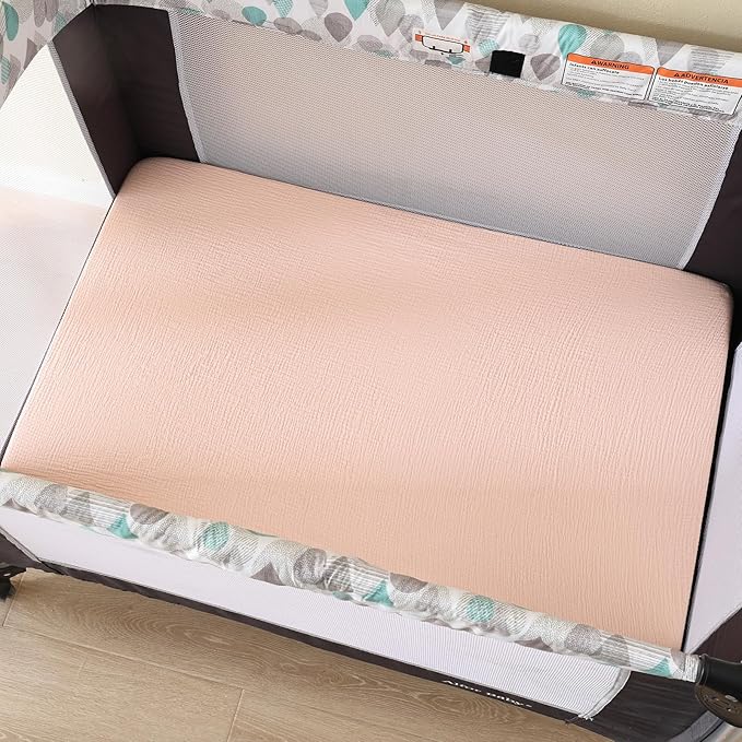 david's kids Muslin Mini Crib Sheets, 2 Pack Cotton Pack N Play Sheets for Girls, Soft Breathable Baby Sheets Fit Pack N Play, Playard and Mini Crib Mattresses, Rainbow