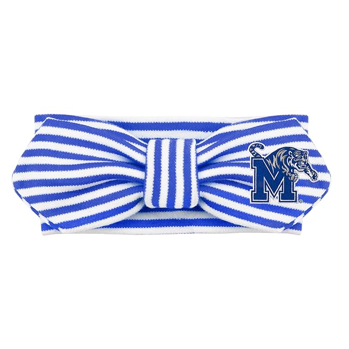 Creative Knitwear Memphis Tigers Infant Girls Royal/White Striped Hair Knot Headband Embroidered Logo - Size Newborn - 4T
