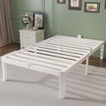 16 Inch Twin Bed Frames with Metal Baffles, White Twin Metal Bed Frame No Box Spring Needed, Heavy Duty Steel Platform Supprt, Rounded Corner Design, Storage Space. Noiseless, Reserved Holes