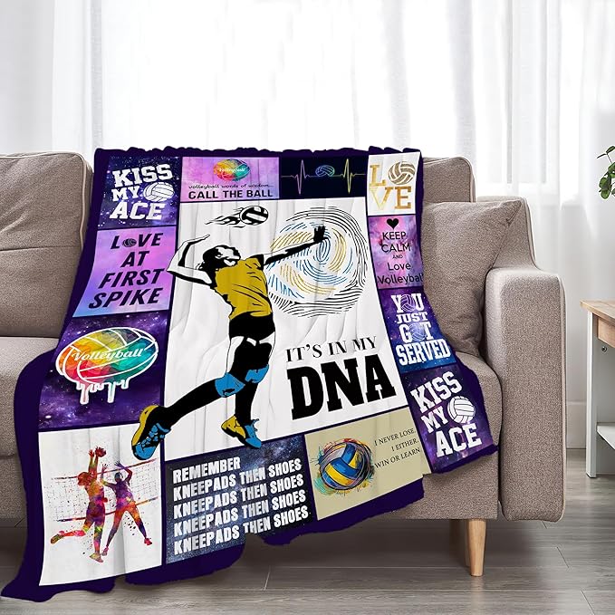 Volleyball Blanket Volleyball Gifts for Girls Boys Woman Kids Lover Sport Throw Blankets Soft Blanket Warm Fleece Flannel Plush Blankets for Bed Sofa Couch 50"x60"