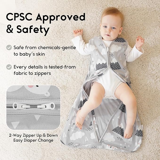 Yoofoss Baby Sleep Sack 0-6 Months 0.5 Tog Wearable Blanket for Baby, 3 Pack 100% Organic Cotton Infant Toddler Sleeping Sack 2-Way Zipper Lightweight Sleep Sack
