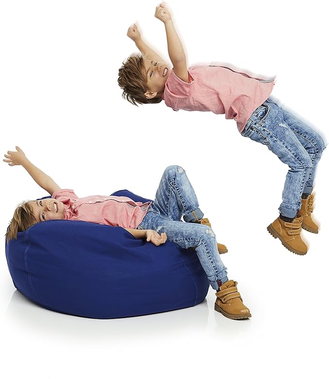 Bean Bag Chair Cover | Stuffed Animal Storage | 38" Width Extra Large | 100% Cotton Canvas | Double Stitched | Durable Zipper | Fill With Anything Soft | Beans not included