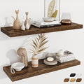 Fun Memories Deep Floating Shelves, 36" W x 12" D Wood Floating Shelves for Wall, 2 Pack Extra Deeper & Thicker Wall Mounted Storage Shelf for Living Room Laundry Room Kitchen Home Office, Brown