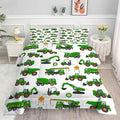 Comforter Set Green Tractor: Twin Size Cartoon Excavator Truck Car Bedding Sets for Boys Kids Teens Toddler Construction Vehicles Quilt Bed Set with 1 Comforter & 1 Pillow Case