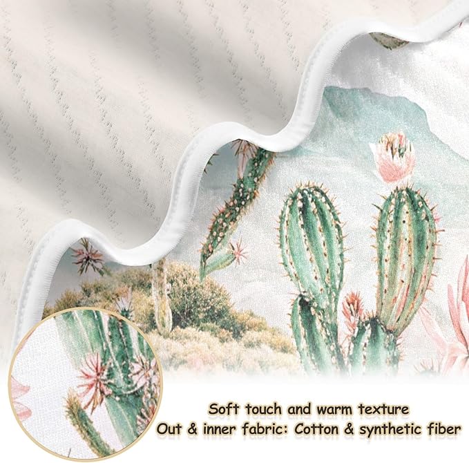Cactus Baby Blanket for Girls Boys Soft Warm Reversible Infant, Newborn, Toddler Receiving Blanket Unisex Travel Throw Blanket for Crib Stroller Nursery, 30"x40"